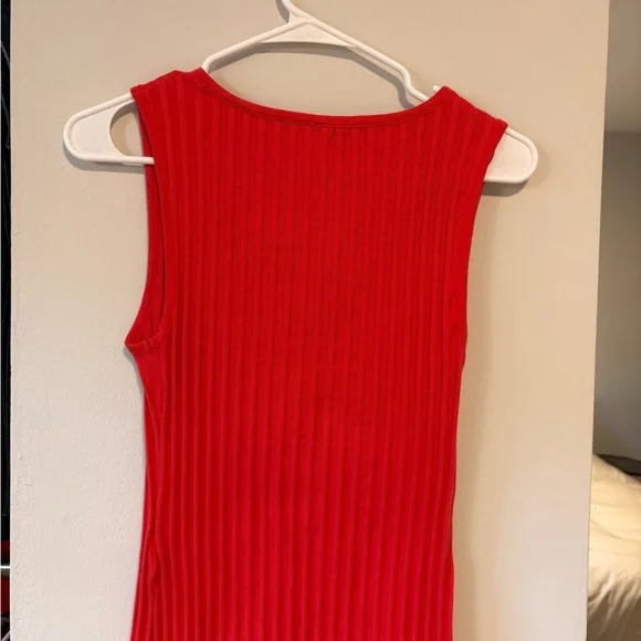 Free People Red Ribbed Button-Front Tank - Picture 3 of 3